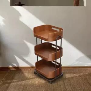 나무 트롤리 이동식 우드 서빙카트 피부샵 미용 나무웨건 고무나무 원목 빈티지 웨건 앤틱