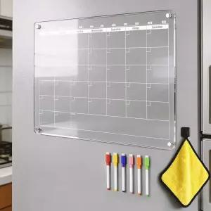 아크릴 마그네틱 드라이 이레이즈 캘린더 냉장고용 클리어 월간 화이트보드 플래너 지우기 플래닝 보드