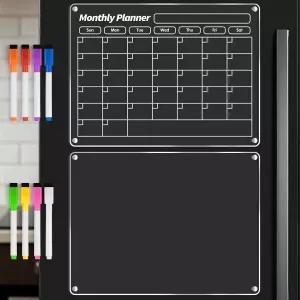 냉장고용 FINDMAG 아크릴 마그네틱 드라이 이레이즈 보드 캘린더 화이트보드 8가지 컬러 하이라이트 마커가