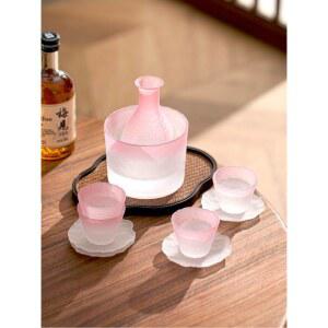 일식 사케병 도쿠리 사케잔 세트 정종 분홍/주전자/4잔/온컵1 1 소형 술잔