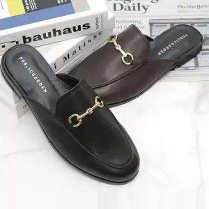 남성 골드장식 블로퍼 뒷꿈치 쿠션 사무실 슬리퍼 남자사무실슬리퍼 남자여름슬리퍼