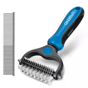 소형 중형 및 대형견을 위한 원컷 반려동물 그루밍 브러시 금속 빗 콤보 갈퀴 양면 탈부착 도구로 매듭과