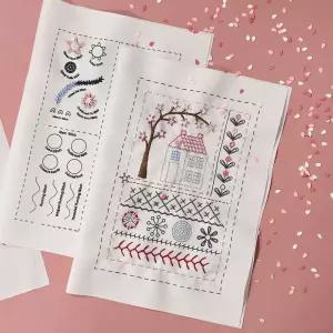 프랑스자수 패키지 DIY 스티치 북 벚꽃 연습용 자수 세트 입문자 수예 키트