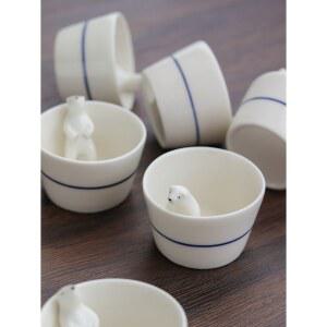 도자기 사케잔 컵 세트 나무도마 집들이 선물 일본식 디자인 독창적인 주방 소품