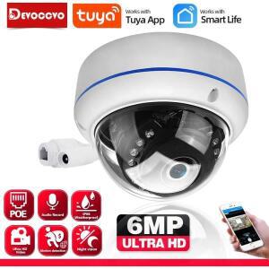 Tuya 6MP POE IP 돔 보안 카메라 금속 야외 방수 홈 천장 카메라 비디오 감시 오디오 기록 CCTV 캠 5MP