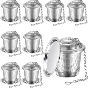 조피얼 9개 티 인퓨저 스테인리스 스틸 스트레이너 확장 체인 훅 및 소스 루즈 스티퍼 브루 향신료 양념용