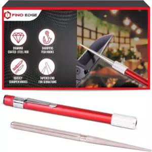 피노 엣지 톱니 모양의 나이프 샤프너 로드 - 접이식 다이아몬드 울트라 포터블 야외 사냥 낚시용 미니
