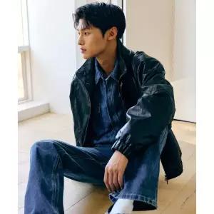 매장정품CONNECT KINLOCH [신세틱 레더] 오버핏 레트로 블루종 자켓 (블랙)EIX92J018107050