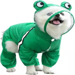 마논 로사 강아지 비옷 방수 및 빠르게 건조되는 후드와 목줄 구멍 귀여운 후드 비 폰초 장비 소형 대형견