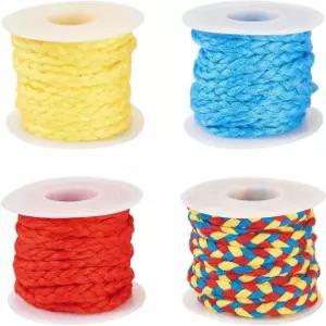 21.8야드 레인보우 마크라메 코드 7mm 땋은 3겹 비딩 실 로프 트위스트 벽걸이 식물 걸이 DIY 공예 끈