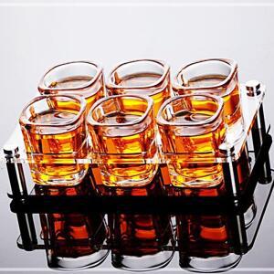 [2개구성] 홈파티 6구 19cm 사각 받침대 양주 샷잔 홀더 아크릴 소주잔 술잔 트레이 KWC35388