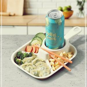 [2개구성] 손잡이 사각4칸 가정용 급 어린이 간식 식판 유치원 집 아기 유아 도시락 그릇 YSWBBAB6A