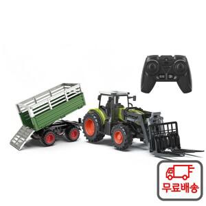 1:16 RC 트랙터 원격 제어 자동차 농장 트레일러 LED 레이크 덤프 어린이를위한 전자 트럭