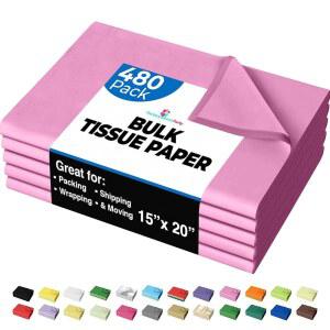 선물 가방용 파티 솔리드 핑크 분홍색 티슈 페이퍼 - 15인치 X 20인치 벌크 티슈 페이퍼 핑크 분홍색 480매 - 포장용 10파운드 신문지 생일 선물 상자 충전재 이동 용품 포장 용품