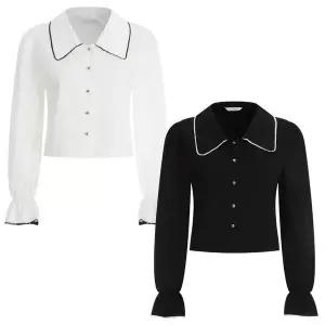 [NS홈쇼핑][샵앤] 여성 봄신상 하객룩 둥근 카라 셔링 긴팔 블라우스 EAN-WBL-12084..