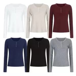 [NS홈쇼핑][샵앤] 여성 간절기 반오픈 스냅단추 스판 이너겸 니트 티셔츠 NARU-WKN-20351..