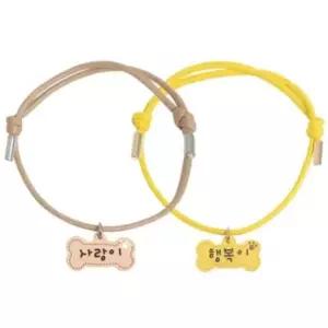 [반려] 애견 가죽 뼈다귀 인식표 면목걸이 중소형 1P 이름표