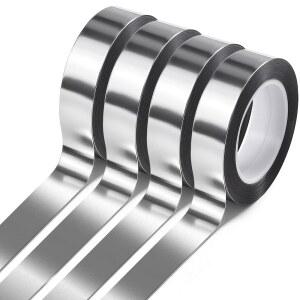 [미국배송] ASOFELK 4롤 실버 미러 테이프 0.5인치 와이드 장식 금속 벽 장식 공예품 및 선물 포장용 자가 접착 크롬 마감 테이프(롤당 27.5야드)