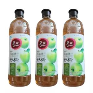 홍초 풋사과 1500ml X 3개 숙성 과일 발효초 식초 대용량