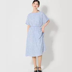 [오조크][오조크(OZOC)] 체크 허리 밴딩 원피스 (택가격 87000원)