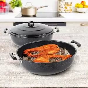 [무료배송] 베이직튀김팬 36 튀김솥 주물 무쇠 양수 국냄비 깊은