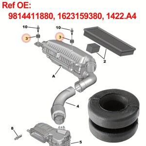 충격흡수고무 자동차 에어 필터 박스 하우징 장착 고무 그로멧 버퍼 Citroen C3 C4 Ii Aircross Picasso Cactus Berlingo Jumpy 1623159380