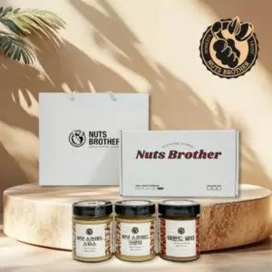 너츠브라더 무첨가 땅콩 아몬드버터 3종 혼합 선물세트 + 쇼핑백(포함)