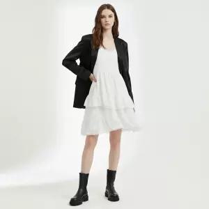 여성 레이스 뷔스티에 캉캉 레이어드 미니 원피스 NARU-WDR-21072-화이트