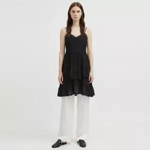 여성 레이스 뷔스티에 캉캉 레이어드 미니 원피스 NARU-WDR-21072-블랙