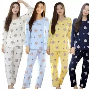 겨울 가을잠옷 피치 원단 실내복 가을 파자마 곰돌이 여성 주니어