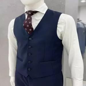 [모다아울렛][트루젠]남성 기본핏 모직 혼방 솔리드 네이비 기본 정장 양복 수트 조끼 베스트_JK