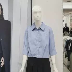 [ab.f.z]Abfz DP01 ABFZ자수 스트라이프 밴딩 셔츠 AFY5HB46_P369739306