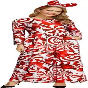 G와 PL 여성용 어글리 크리스마스 맥시 드레스 긴 소매 그래픽 아웃핏 포켓 포함