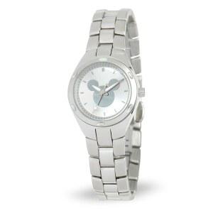 마우스 워치 u2013 클래식 여성 스타일리시하고 시대를 초월한 악세사리 팬을 위한 선물 스테인리스 스틸 스트랩 흰색 화이트 다이얼 얼굴 실루엣