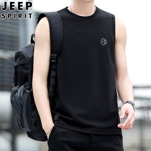 JEEP SPIRIT 여름 남성 레저 스포츠 피트니스 대형 사이즈 민소매 티셔츠 조끼