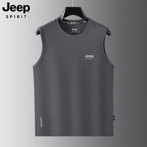 JEEP SPIRIT 청소년 조끼 여름 남성 신스타일 스포츠 캐주얼 민소매 티셔츠 조끼