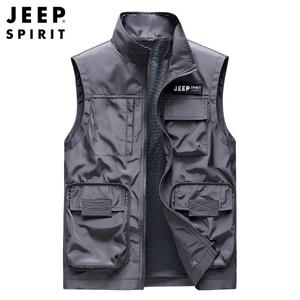 JEEP SPIRIT 남성 봄 여름 등산 낚시 카고조끼 속건성 민소매 조끼