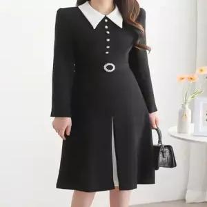 [55-77]큐빅벨트 카라배색 원피스_M2602OP014A