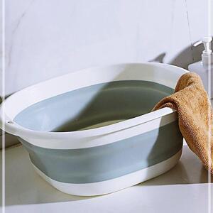 [2개구성] 접이식대야 둥근사각 세수대야 그레이대형 학교 교실 학원 관공서 KW984A06