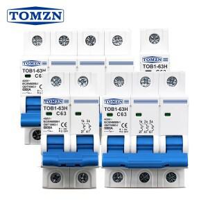 TOMZN AC MCB TOB1-63H C 커브 230400V 5060Hz 미니 소형 서킷 브레이커 1P 2P 3P 4P 3A 6A 10A 20A 25A 40