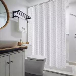욕실 패브릭 샤워커튼 호텔 고급 화이트 방수 헤링본