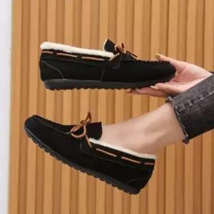 여성 겨울 플랫 슈즈 따뜻한 스웨이드 모카신 편한 방한슈즈 소프트플랫
