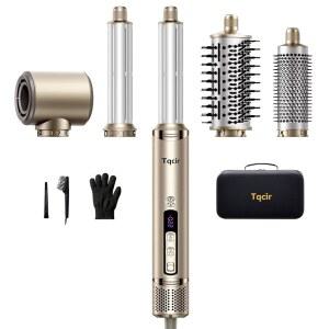 Tqcir 5-in-1 프로페셔널 헤어 드라이기 브러쉬 강력한 멀티 스타일러 자동 랩 컬러 빠른 건조 컬링 스트레이트 볼륨화 열 손상 없는 보관 케이스 최고의 선물