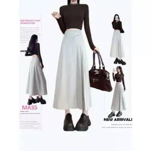 치마 스커트 롱 여성 가을 A라인 플리츠 슬림핏 정장 데일리 SPO마켓3