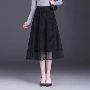 스커트 검정 롱 망사 여사친 데일리 정장 A라인 봄가을 허리밴딩 슬림 SPO마켓1