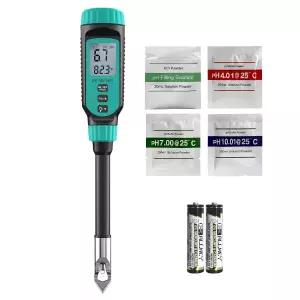 타데토 토양 pH 테스터 정원 물 식물 용액 및 식품용 고정밀 디지털 미터 온도계 LCD 디스플레이가 장착된