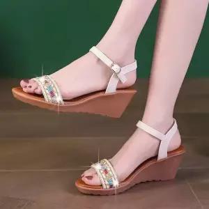 여름 플랫 샌들 버클 여자신발 스트랩 보헤미안 오픈토 빅사이즈 큐 원템5