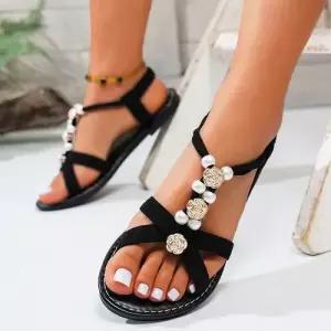 여름 보헤미안 플랫 여자신발 스트랩 오픈토 비즈 샌들 토시 원템5