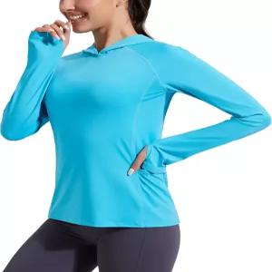 파이오니어 캠프 여성 UPF 50+ 자외선 차단 후디 셔츠 포켓 긴 소매 낚시 하이킹 야외 UV 경량화