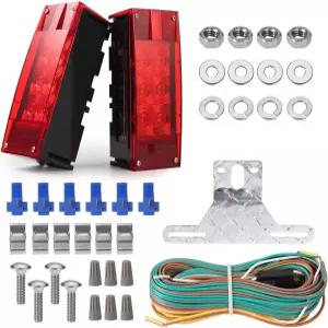 CZC AUTO 12V LED 로우 프로파일 잠수정 직사각형 트레일러 라이트 키트 테일 스톱 알루미늄 번호판 브래킷